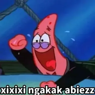 🤣 Patrick Star Spongebob Squarepants xixixi ngakak abiezz 派大星, 海绵宝宝, 卡通, 笑, 搞笑 whatsapp sticker