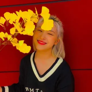 🖤 女性, ポートレート, ブロンドヘア, 笑顔, 韓国, アジア whatsapp sticker