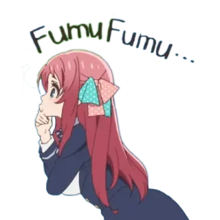 🤔 FumuFumu... Аниме, Девушка, Милая, Рыжие Волосы, Стикер, Фуму telegram sticker