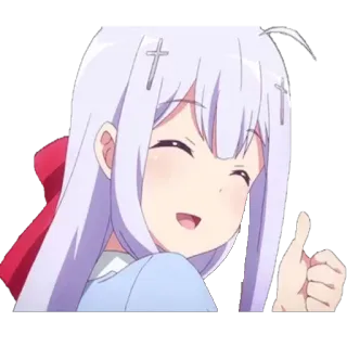 👍 Anime, Ragazza, Pollice in su, Carino, Cartone animato telegram sticker