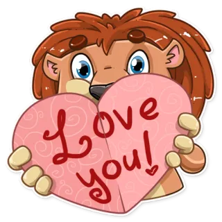 ❤ Love you! Liebe, Herz, Igel, Cartoon telegram sticker
