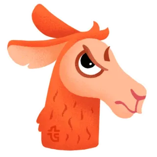 🤨 llama, binatang, kartun, stiker, oranye, lucu telegram sticker