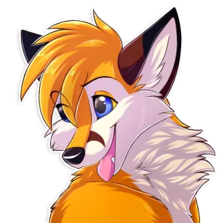😏 renard, dessin animé, animal, poilu, anthropomorphe, portrait telegram sticker
