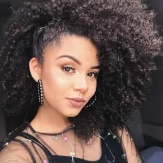 😏 woman, portrait, curly hair, beauty, earrings, person, makeup telegram sticker