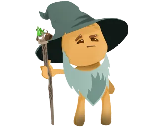 🔮 mago, fantasy, magia, bastone, personaggio, cappello, barba, cartone animato telegram sticker