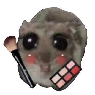 💄 Sad Hamster sad hamster, meme, makeup, cute, beauty, funny, eyelashes, cosmetics telegram sticker