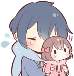 😓 Аниме, Мультфильм, Милый, Чиби, Объятие, Кукла, Каваий telegram sticker