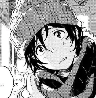 🥺 ... anime, manga, portrait, character, winter, hat, scarf telegram sticker