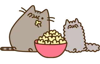 🌽 Pusheen 猫, プシーン, 食べ物, ポップコーン, おやつ telegram sticker