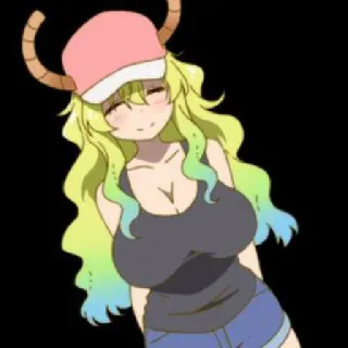 😊 Lucoa Miss Kobayashi's Dragon Maid anime, naga, tanduk, imut telegram sticker
