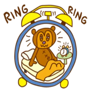 🥱 Alarm Monkey Affe, Alarm, Uhr, schläfrig, Cartoon, Bett, Tier whatsapp sticker