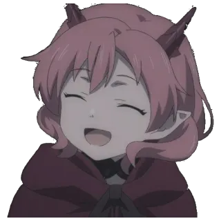❤️ Anime, Demon, Meisje, Hoorns, Glimlach, Schattig, Blij whatsapp sticker