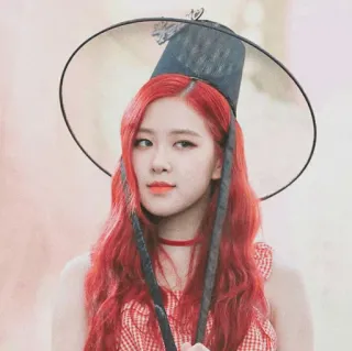 🌋 Rose (Blackpink) Rose, Blackpink, k-pop, певица, женщина, шляпа, рыжие волосы telegram sticker