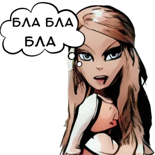😑 БЛА БЛА БЛА kreskówka, kobieta, komiks, wyraz, dialog telegram sticker