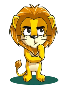 🙄 лев, мультфильм, животное, думающий, милый, желтый telegram sticker
