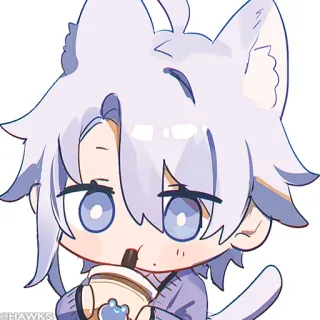 💠 @HAWKS cat, anime, chibi, kawaii, cute, cartoon telegram sticker