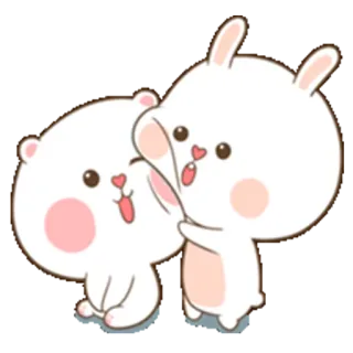 😍 Hase, Bär, niedlich, kawaii, Tiere, Cartoon, Freundschaft telegram sticker