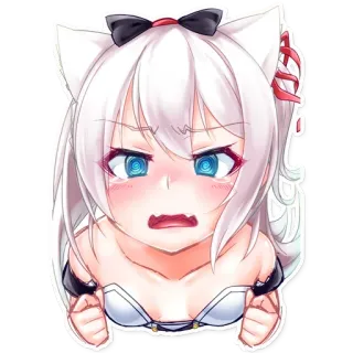 😿 อนิเมะ, สาวแมว, โกรธ, น่ารัก, คาวาอิ telegram sticker