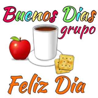 ☕️ Buenos Dias grupo
Feliz Dia good morning, coffee, apple, crackers, breakfast whatsapp sticker