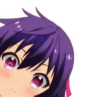 😮 Anime, Manga, rambut ungu, perempuan, mengintip, bersembunyi, kartun telegram sticker