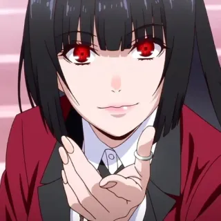 ☕️ Yumeko Jabami Kakegurui Anime, Kakegurui, Yumeko Jabami, Apostas, olhos vermelhos, Anel, cabelo preto telegram sticker