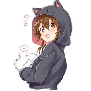 ❤️ cat, anime, girl, cute, kawaii, sticker telegram sticker