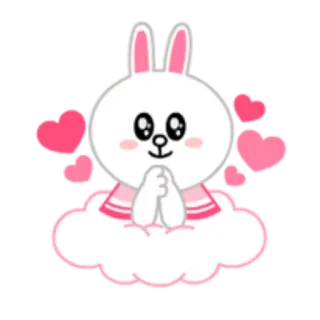 😇 кролик, милый, каваий, сердечки, любовь, стикер whatsapp sticker