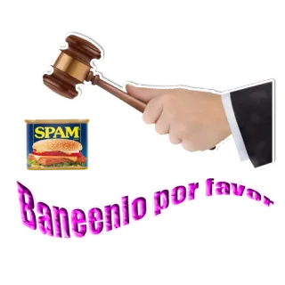 👮 Baneenlo por favor Spam, Martelo, Martelo de juiz, Pedido, Banimento, Comida, Carne enlatada telegram sticker