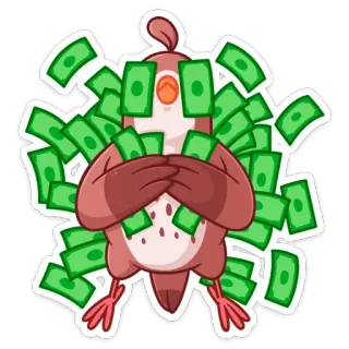 🐦 pieniądze, ptak, bogaty, sukces, bogactwo, kreskówka, naklejka telegram sticker