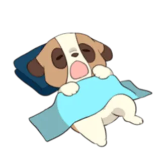 😴 cane, dormire, cartone animato, carino, letto whatsapp sticker