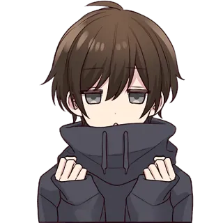 😎 Anime, Menino, Moletom com capuz, Triste, Fofo telegram sticker