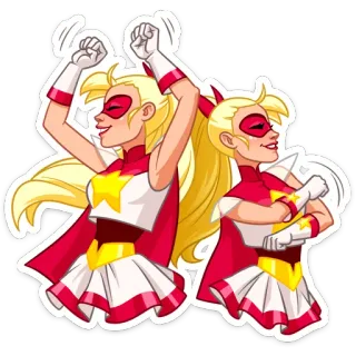 💃 Desenho animado, Super-herói, Loira, Mulher, Vermelho, Branco, Estrela telegram sticker