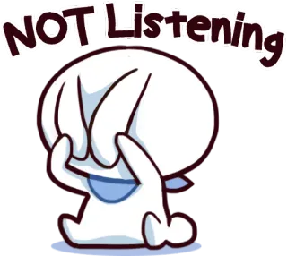 🙈 NOT Listening Cartoon, Zuhören, Ignoriert, Lustig, Emoji, Figur, Albern telegram sticker