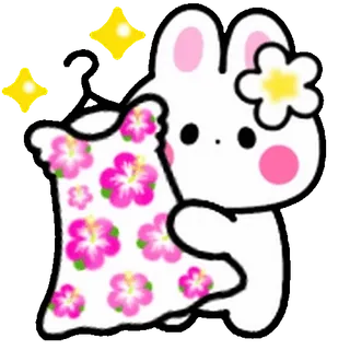 ⭐ 토끼, 꽃, 귀여운, 카와이 telegram sticker