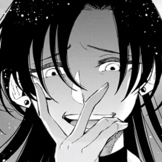 😈 Anime, Mangá, Personagem, Pessoa, Preto e branco, Retrato telegram sticker