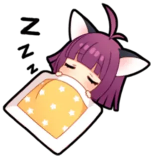 😴 mengantuk, telinga kucing, anime, imut, kawaii, tidur, selimut telegram sticker
