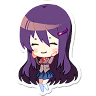 🤗 Yuri Doki Doki Literature Club! anime, cute, kawaii, purple, girl, chibi telegram sticker