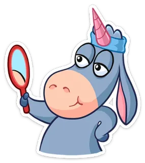 🦄 ユニコーン, 鏡, 漫画, 動物, かわいい, ステッカー telegram sticker