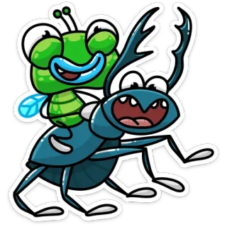 ☺️ serangga, kumbang, serangga, kartun, imut, hewan, stiker whatsapp sticker