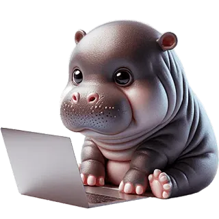 💻 カバ, 動物, かわいい, コンピューター, ラップトップ, 漫画, 動物漫画 whatsapp sticker