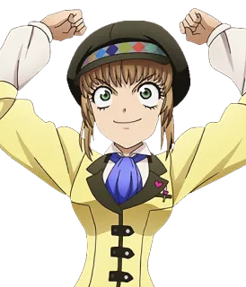 💪 anime, personaggio, donna, sorridente, cartone animato, animato whatsapp sticker