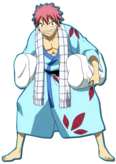 😈 Natsu Dragneel Fairy Tail anime, cartoon, fairy tail, natsu dragneel, character, bathrobe telegram sticker