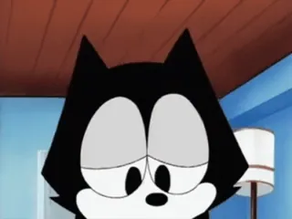 🖤 Felix the Cat 만화, 고양이, 슬픈, 애니메이션, 흑백 telegram sticker