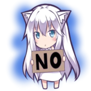 😔 NO Anime, Katzenmädchen, Neko, Nein, Ablehnung, Süß telegram sticker