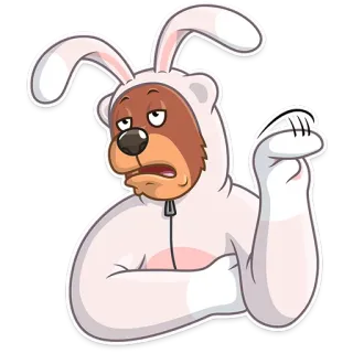 😒 oso, conejo, disfraz, animal, dibujo animado whatsapp sticker