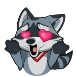😍 raton laveur, amour, yeux de coeur, mignon, animal, dessin animé telegram sticker