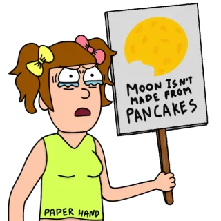 🥞 MOON ISN'T MADE FROM PANCAKES kartun, bulan, panekuk, protes, tanda telegram sticker