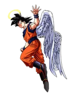 😆 Goku Dragon Ball アニメ, 漫画, ドラゴンボール, 悟空, 天使, 翼, 光輪 telegram sticker