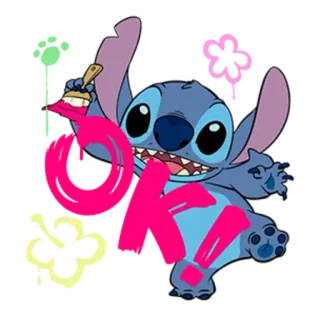👌 Stitch OK! Cartone animato, Carino, Lilo e Stitch, Disney, Alieno telegram sticker