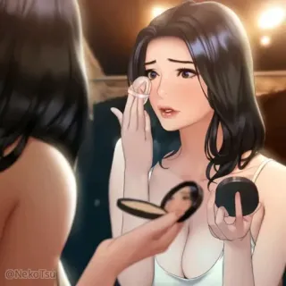 💄 femme, maquillage, cosmétiques, reflet, beauté, animé telegram sticker